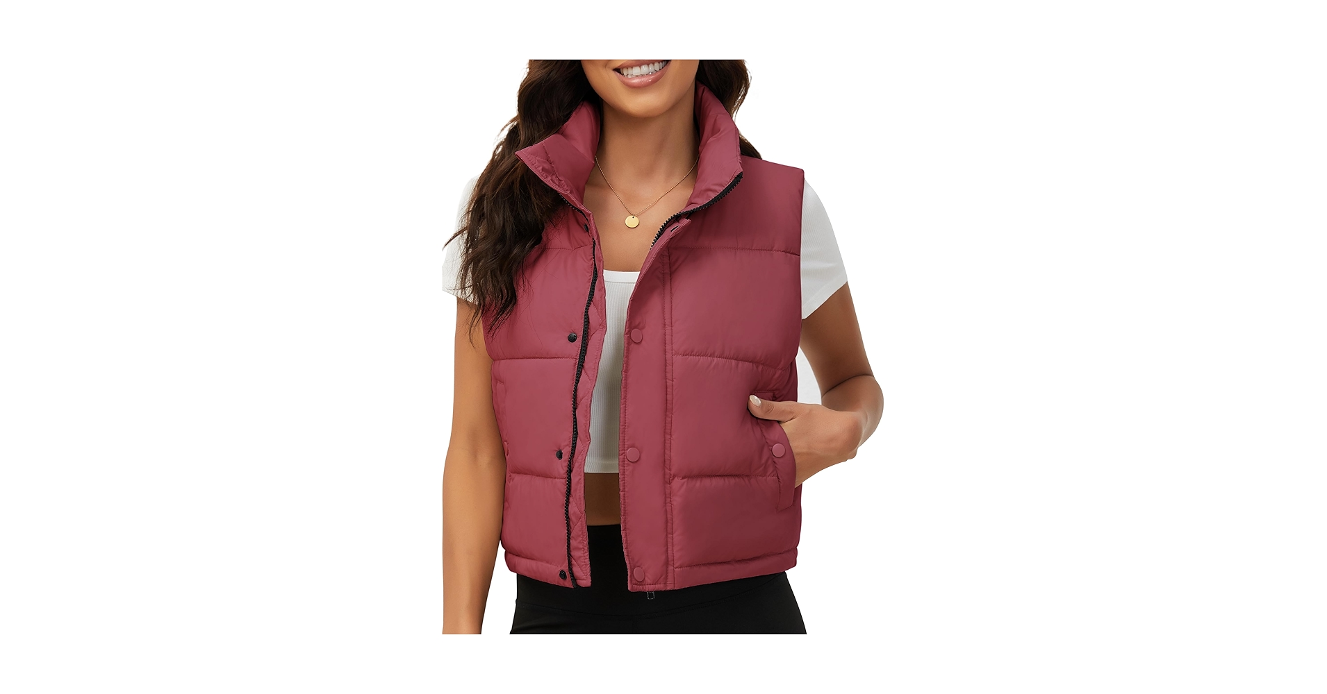 Fengbay Womens Puffer Vest Sleeveless Zip Up Puffy Cropped